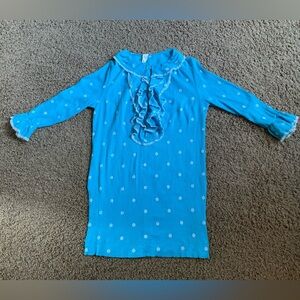 Genuine Vintage 60’s/70’s Blue, White Polka Dots Ruffled Tunic Top/Dress, Boho